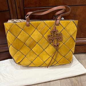 Tory Burch Suede Woven Tote Bag
